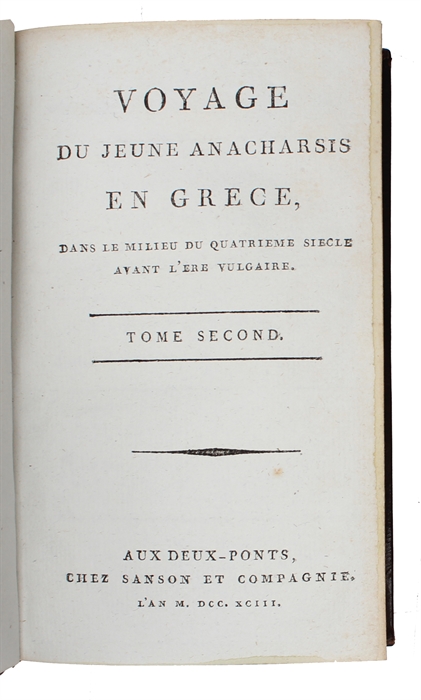 Voyage du jeune Anacharsis en Grèce vers le milieu du quatrième siècle avant l'ère vulgaire. 9 vols.