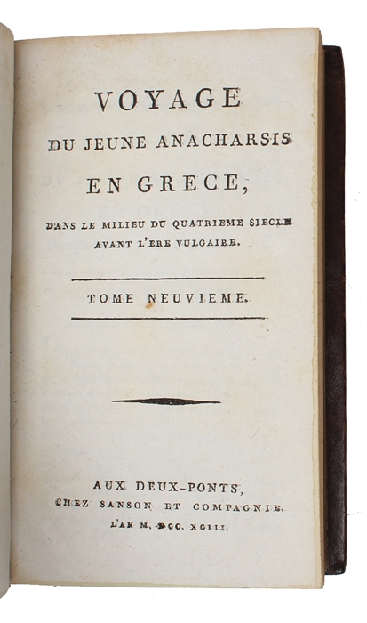 Voyage du jeune Anacharsis en Grèce vers le milieu du quatrième siècle avant l'ère vulgaire. 9 vols.