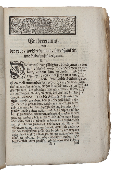 Philosophische Redekunst, oder auf die Gründe der Weltweissheit gebauete Anweisung zur gelehrten und jezo üblichen Beredsamkeit (...).