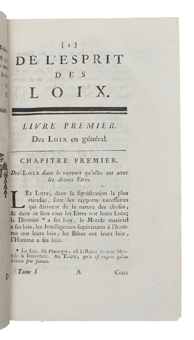 De L' Esprit des Loix. Nouvelle Edition. Revue et corrigee. 3 parts.