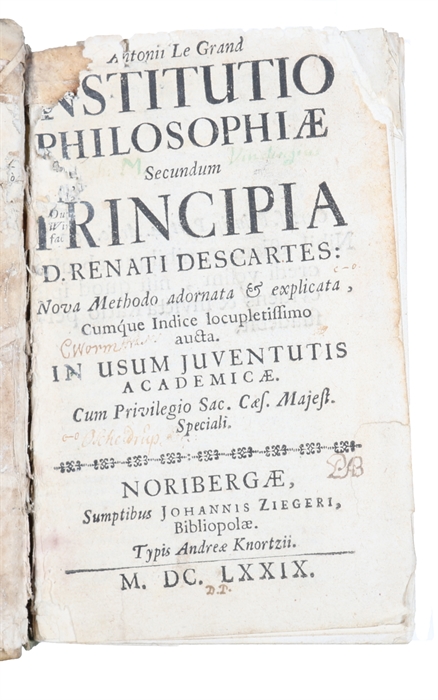 Institutio philosophiae secundum Principia D. Renati Descartes Nova Methodo adornata & explicata.