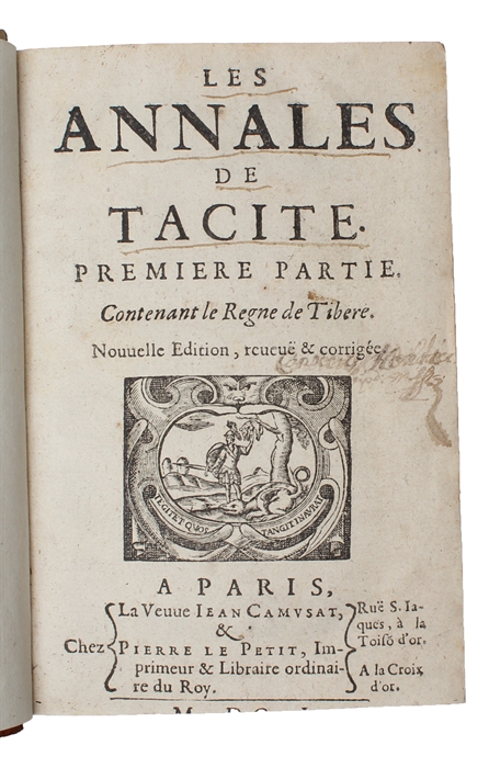 Les Annales de Tacite. Premiere Partie. Contenant le Regne de Tibere. Nouvelle édition (+) Les Annales de Tacite. Seconde partie contenant les regnes de Claudius & de Neron. 