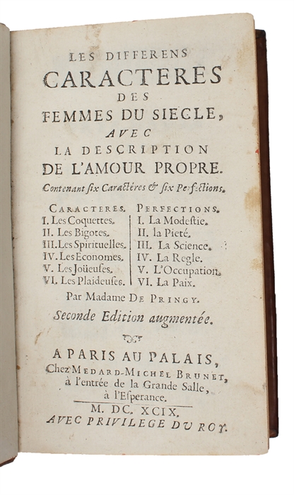 Les differens caractères des femmes du siecle avec la description de l'amour propre.