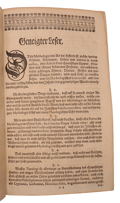 Gründliches Lexicon Mythologicum, worinne so wohl die fabelhafte, als wahrscheinliche und eigentliche Historie der alten und bekannten Römischen, Griechischen und Egyptischen Götter und Göttinnen.