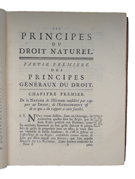 Principes du Droit Naturel. Nouvelle edition revue & corrigee. 4 parts. 