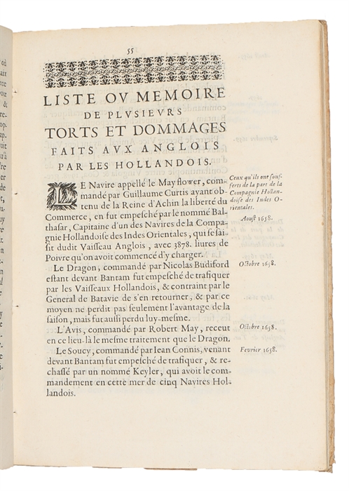 Diverses pieces servans de réponse aux discours publiez par les Hollandais, sur ce qui s'est passé entre l'Angleterre et la Hollande.

(Containing the following seven articles:)
1. Réponse á l'ecrit des Hollandais, intitulé, La replique des Seig...