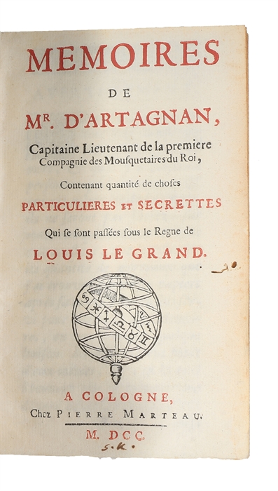 Memoires De Monsieur D'artagnan Capitaine Lieutenant De La Premiere Compagnie Des Mousquetaires Du Roi. Vol. 1 (of 3) (+) Memoires de Gaspard comte de Chavagnac maréchal de camp dans les armées du roy.