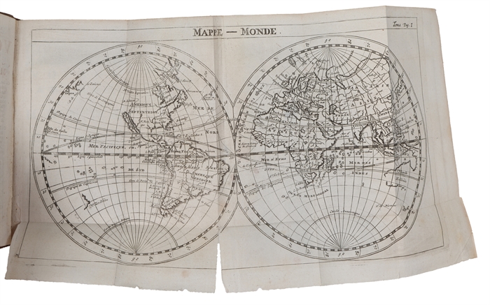 Nouveau Voyage Autour Du Monde Où l'on décrit en particulier l'Isthme de l'Amerique, plusieurs Côtes et Isles des Indes Occidentales. Quatrieme Edition revue & corrigee. (Vol. 1, 2, 3 and 5 - wanting vol. 4) (+) Traité des Vents alisez ou reglez...