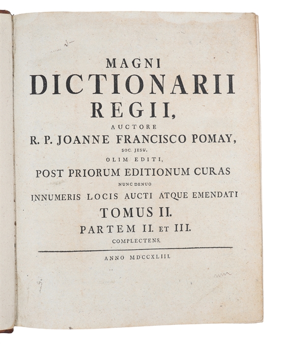 Le grand dictionnaire royal en trois langues savoir la francoise, la latine et l'allemande. Nouvelle edition. 2 vols. 