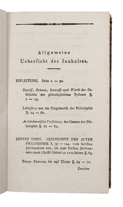 Grundriss der Geschichte der philosophischen Systeme von den Griechen bis auf Kant. 3 parts. 