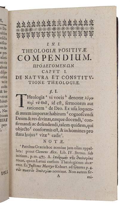 Compendium Theologiae Positivae, Adiectis Notis Amplioribus, Quibus Doctrina Orthodoxa Ad Paideian Academicam Explicatur.