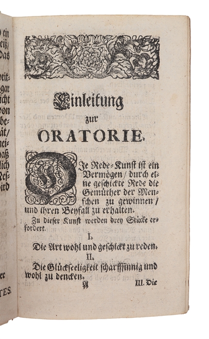 Einleitung zur Teutschen Oratorie und Brief-Verfassung (+) Die Galante Ethica In Welcher gezeiget wird, wie sich ein junger Mensch Bey der Galanten Welt. zum andern mahle übersehen.