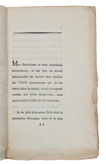 Examen impartial d'un Écrit intitulé déclaration de Louis XVIII. Roi de France et de Navarre (...) le 15. Septembre 1795.