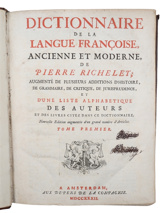 Dictionnaire de la langue françoise, ancienne et moderne... Nouvelle edition augmentée d'un grand nombre d'articles. 2 vols. 