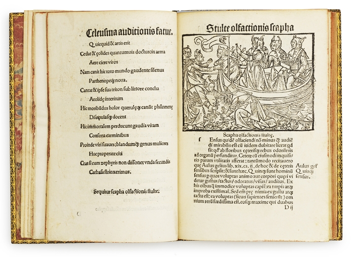 Stultiferae naviculae seu scaphe fatuarum multierum: circa sensus quinque exteriors fraude navigantium.