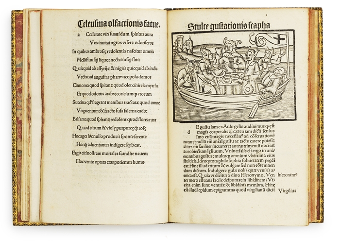 Stultiferae naviculae seu scaphe fatuarum multierum: circa sensus quinque exteriors fraude navigantium.