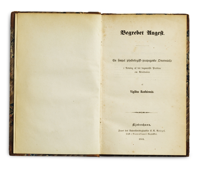 Begrebet Angest. En simpel psychologisk=paapegende Overveielse i Retning af det dogmatiske Problem om Arvesynden. Af Vigilius Hafniensis.