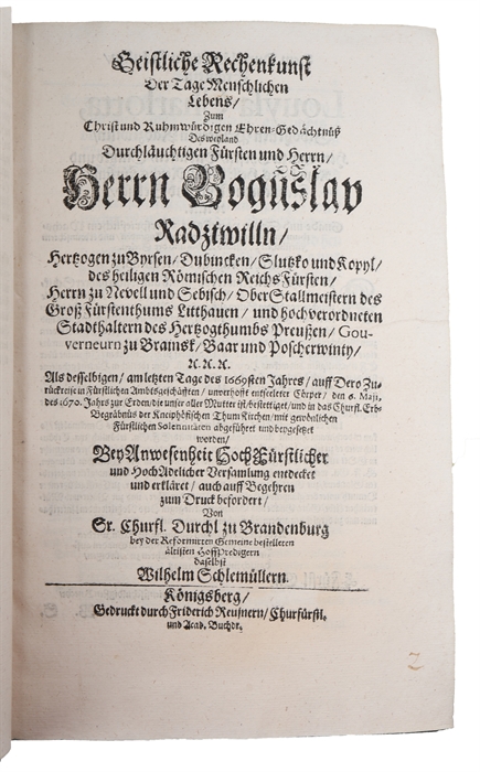 31 funeral sermons, orations, memorial writings and funeral music compositions.