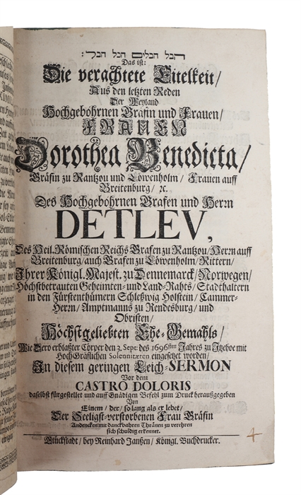 31 funeral sermons, orations, memorial writings and funeral music compositions.