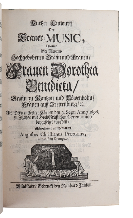 31 funeral sermons, orations, memorial writings and funeral music compositions.