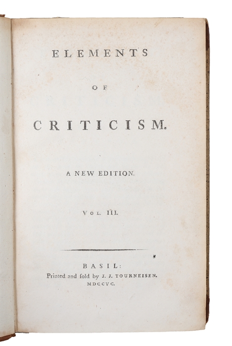Elements of Criticism. A New Edition. 3 vols.