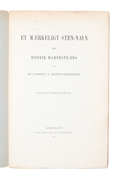 Et mærkeligt Sten-Navn hos Henrik Harpestræng. (Offprint from "Danske Studier").