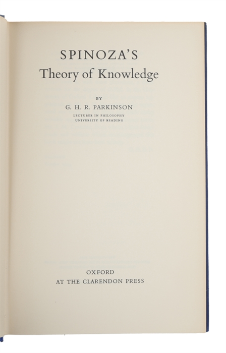 Spinoza's Theory of Knowledge.