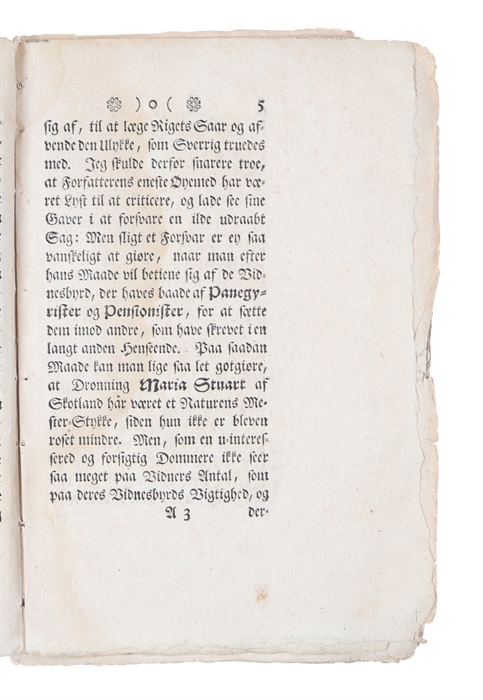 Sendebrev, Som indeholder nogle Anmærkninger over de nylig i Trykken udgangne Historiske Mærkværdigheder, angaaende Dronning Christina af Sverrig.