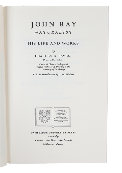John Ray, naturalist: his life and works.