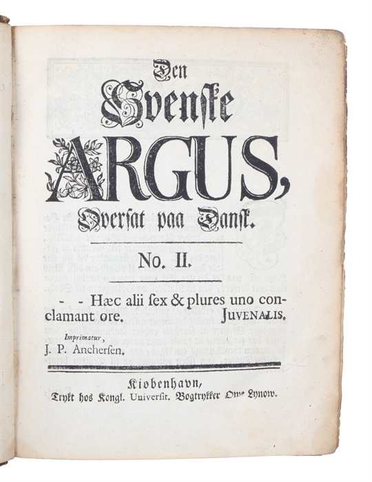 Den svenske Argus, Oversat paa Dansk. 2 parts (all).