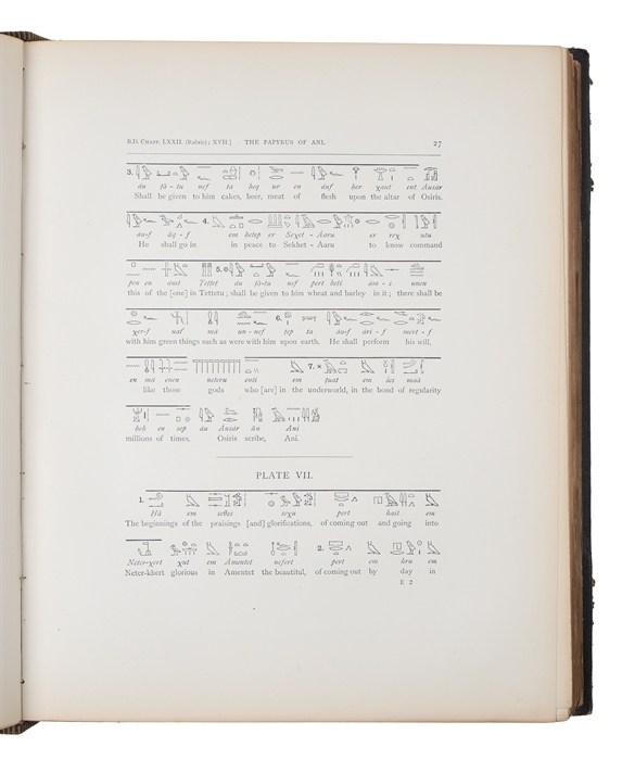 The Book of the Dead. Facsimile of the Papyrus of Ani in the British Museum. Printed by Order of the Trustees. Second Edition. + The Book of the Dead. The Papyrus of Ani in the British Museum. The Egyptian Text with Interlinear Transliteration and Tra...