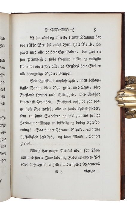 Tale i Anledning af hans Kongelige Høihed Arve=Prinds Frederiks og hendes Kongelige Høihed Prindsesse Sophiae Fredericae høie Formaeling holden i det Kongelige Landhuusholdnings Selskabs Høitidelige Forsamling den 2. November 1774.