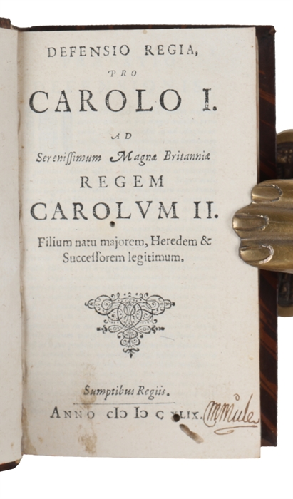 Defensio regia pro Carolo I. Ad Sereniss. Magnae Britanniae Regem Carolum II.