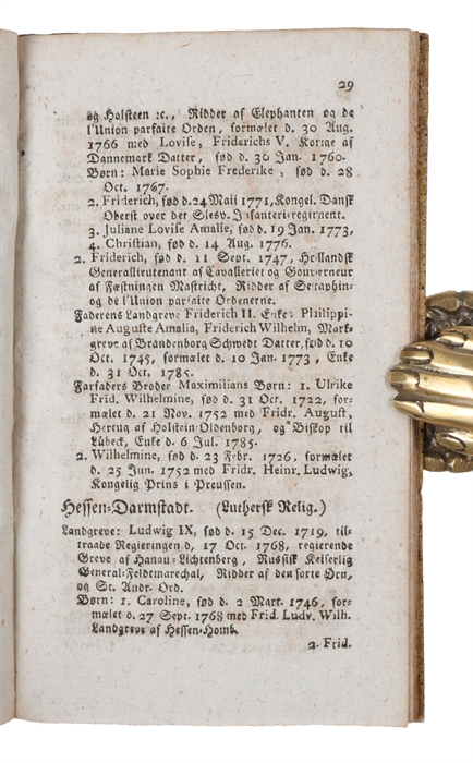 Genealogisk Haandbog til Oplysning om alle nu levende keiserlige, kongelige og fyrstelige Familier i Europa efter alphabetisk Orden. for Aaret 1786.