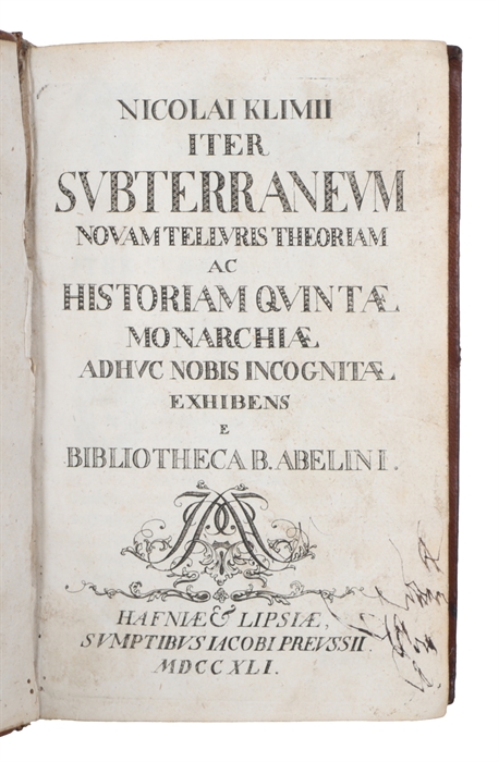 Nicolai Klimii iter subterraneum novam telluris theoriam ac historiam quintæ monarchiæ adhuc nobis incognitæ exhibens Bibliotheca B. Abelini.