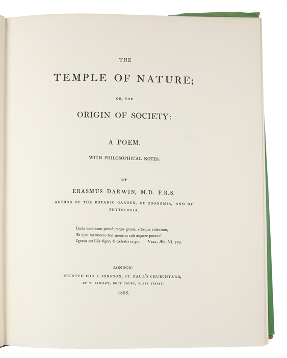 The Temple of Nature; or The Origin of Society: A Poem, with Philosophical Notes.