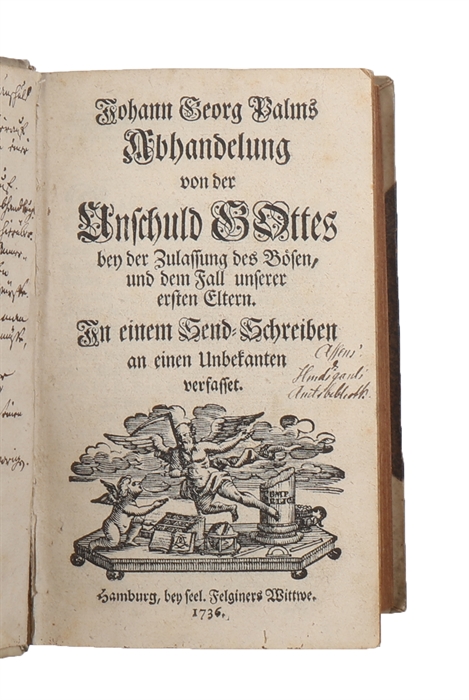 1. Abhandlung von der Unschuld Gottes bey der Zulassung des Bösen (Hamburg, bey sel. Felginers Wittwe, 1736).
2. Beantwortung der Einwürffe. (Berlin, Haude, 1736.).
3. Abhandlung von der Unschuld Gottes bey der Zulassung des Bösen. Zweyte Auflage. (Ha...