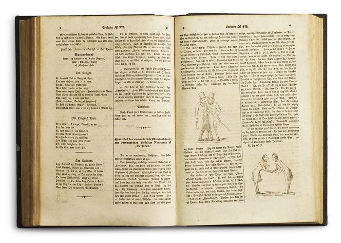 1) Møller, P. L. Et Besøg i Soræ [in: Gæa. Æsthetisk Aarbog]. +
2) [Goldschmidt, Meïr Aaron, edt.]. Corsaren. Nr. 1-315. +
3) Frater Taciturnus: En omreisende Æsthetikers Virksomhed,  
og hvorledes han dog kom til at betale Gjæstebudet. [Printed in: F...