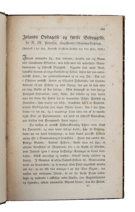 Islands Opdagelse og første Bebyggelse: Forelæst i Oldskriftsselskabet den 12. Febr. 1829.