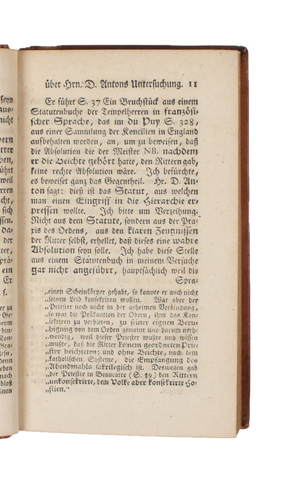 Versuch über die Beschuldigungen welche dem Tempelherrenorden gemacht worden, und über dessen Geheimniss. 2 vols. 