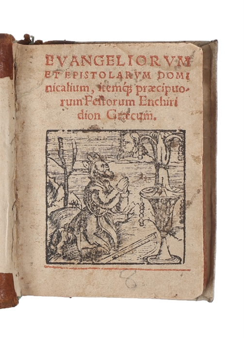 Evangeliorum et epistolarum dominicalium itemque praecipuorum Festorum Enchiridion Graecum (Title in Latin, but text only in Greek).
