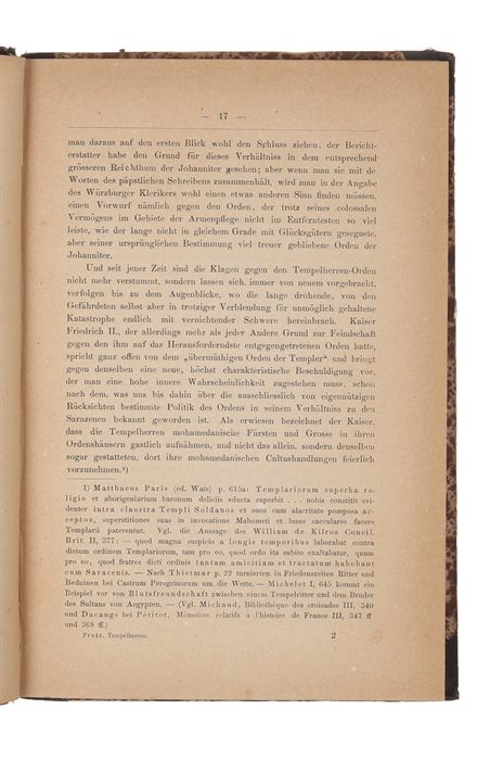 Geheimlehre und Geheimstatuten des Tempelherren-Orden. Eine kritische Untersuchung von Dr. Hans Prutz.