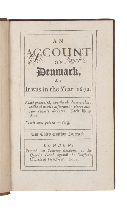 An Account of Denmark as it was in the Year of 1692.