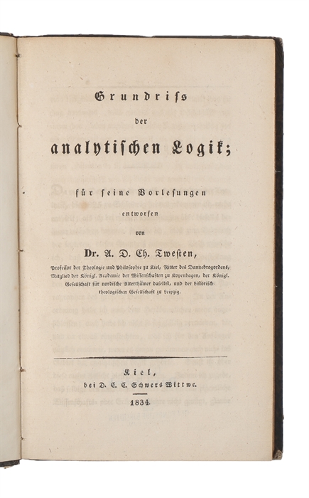 Grundriss der analytischen Logik; Für seine Vorlesungen entworfen.