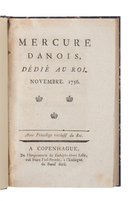 Mercure Danois, Dedie au Roi. Novembre.1756.