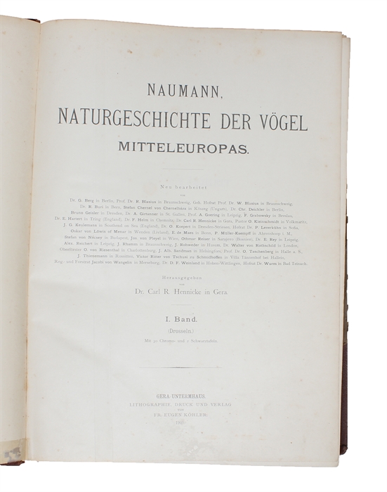 Naturgeschichte der Vögel Mitteleuropas. Neubearbeitet von G. Berg, R. Blasius a.( many others). Hrsg. von Carl R. Heinicke. 12 Bde.