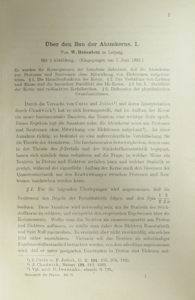 Über den Bau der Atomkerne, I-III [All]. (Extracted from Zeitschift für Physik, Band 77, 78 & 80).