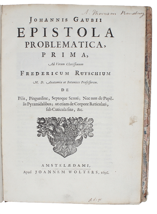 Epistola Problematica (Anatomica; Problematica). Prima - (Nona Pars). (1-9). 9 vols.