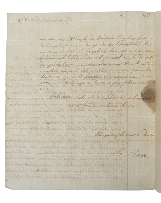 Original handwritten and signed letter for "Hochzuverehrende Herren!" (= Verein für Geschichte und Alterthumskunde Westphalens).