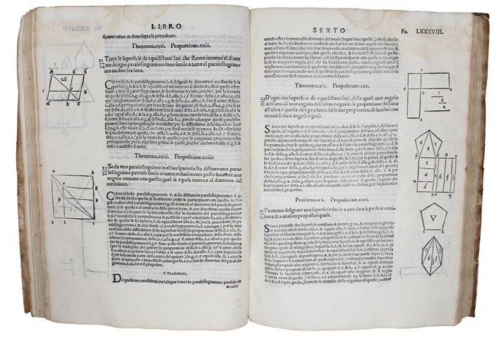 Evclide Megarense Philosopho: solo introdvtttore delle Scientie Mathematice; diligentemente Reassettato, et alla integrita ridotto per il degno Professore di tal Scientie Nicolo Tartalea, Brisciano, Secondo le due Tradottioni: e per commune commodo & ...